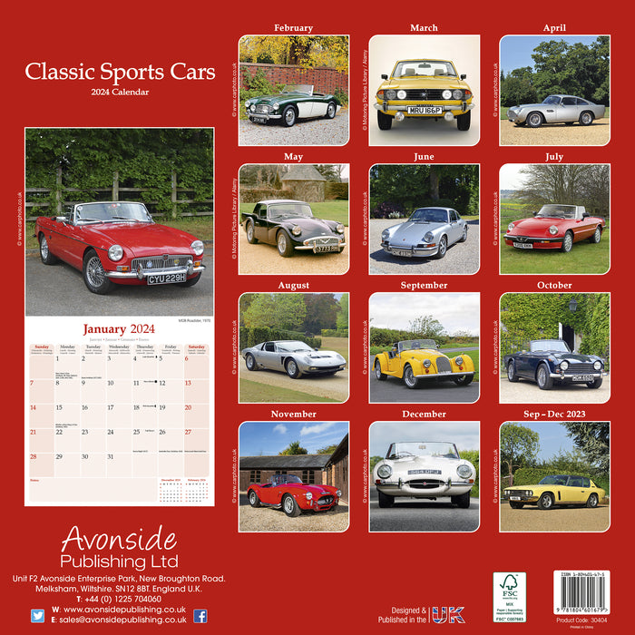 2024 Classic Sports Cars Wall Calendar (Online Exclusive)