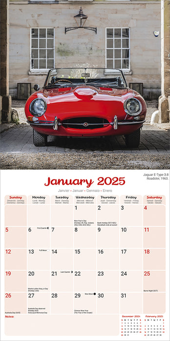 2025 Classic Sports Cars Wall Calendar