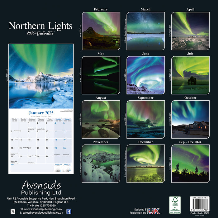 2025 Northern Lights Wall Calendar