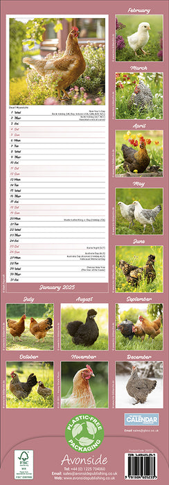2025 Chickens Slimline Wall Calendar
