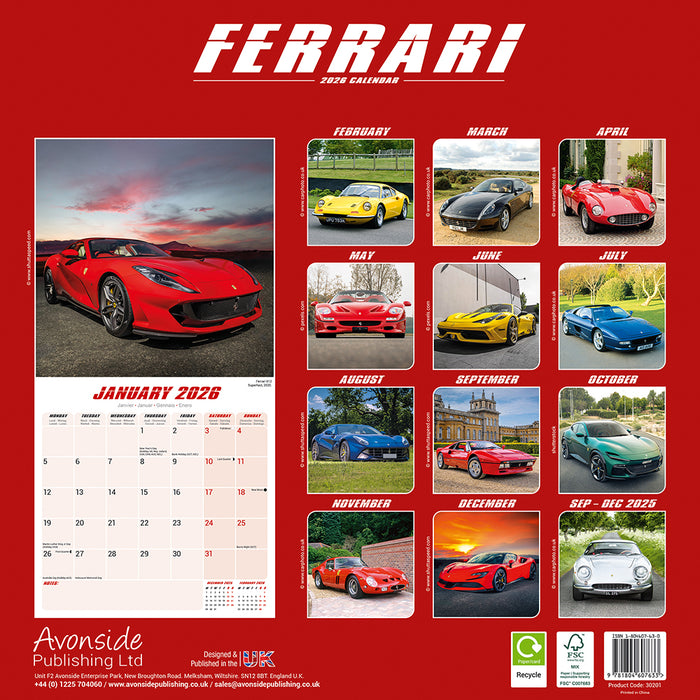 Ferrari 2026 Square Wall Calendar