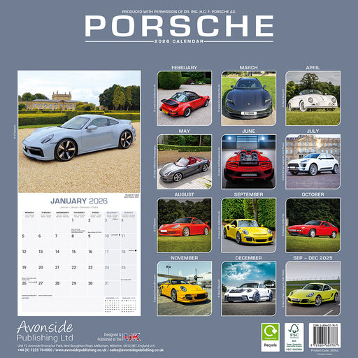Porsche 2026 Square Wall Calendar