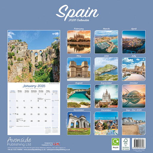 Spain 2026 Square Wall Calendar
