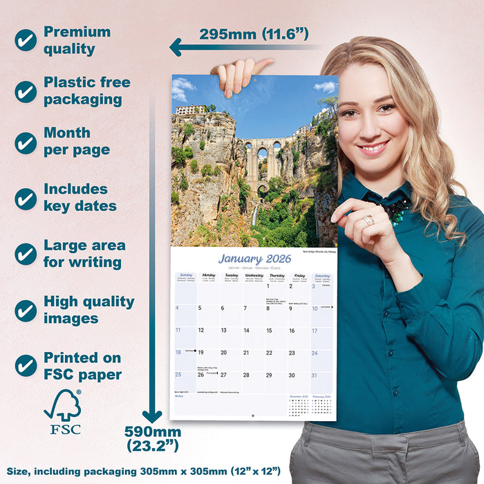 Spain 2026 Square Wall Calendar