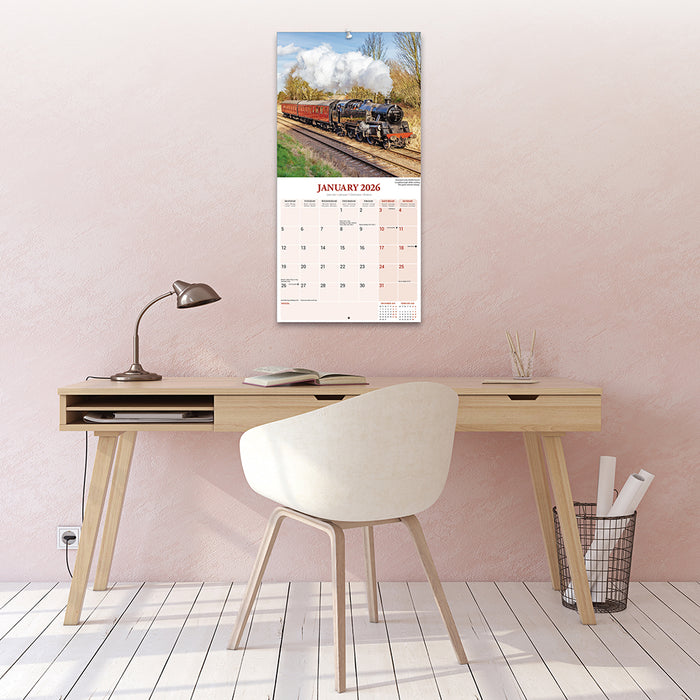 Steam Trains 2026 Square Wall Calendar