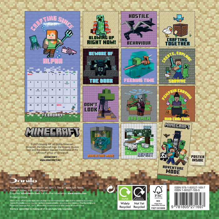 Trends International 2024 Minecraft Mini Wall Calendar