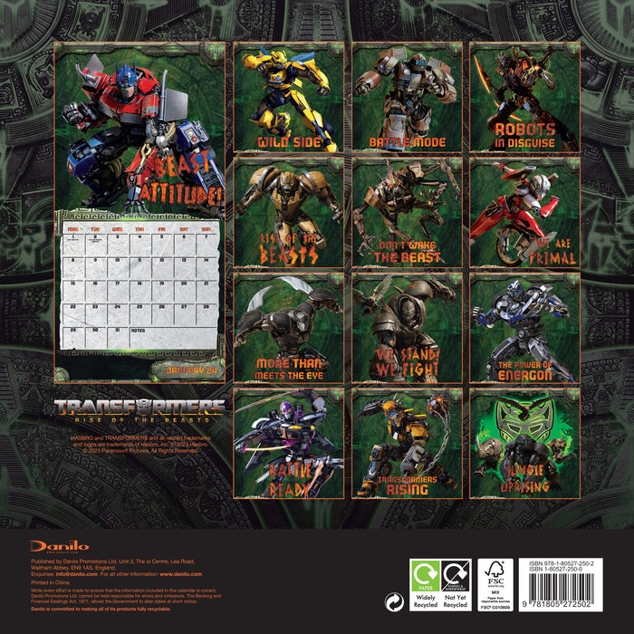 2024 Transformers Movie Wall Calendar
