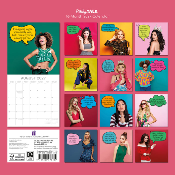 Bitchy Talk 2027 Square Wall Calendar