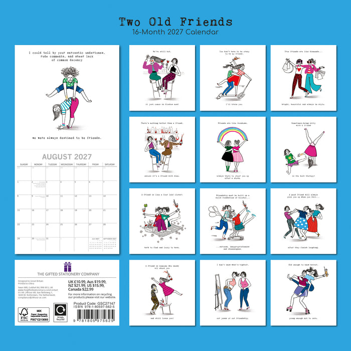 Two Old Friends 2027 Square Wall Calendar