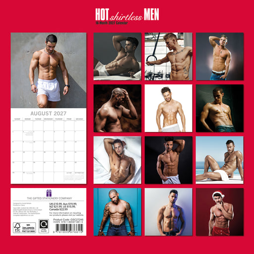 Hot Shirtless Men 2027 Square Wall Calendar