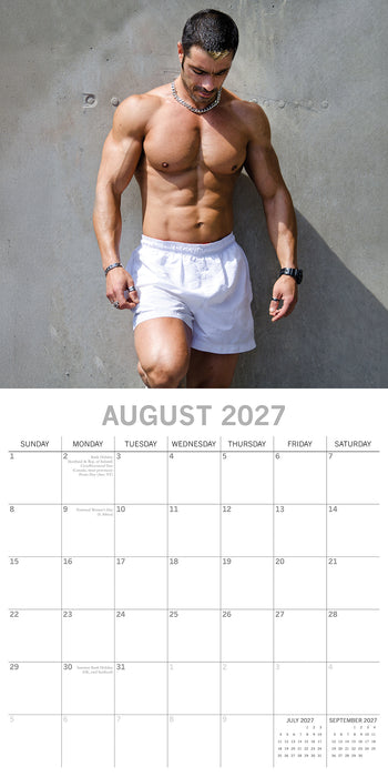 Hot Shirtless Men 2027 Square Wall Calendar