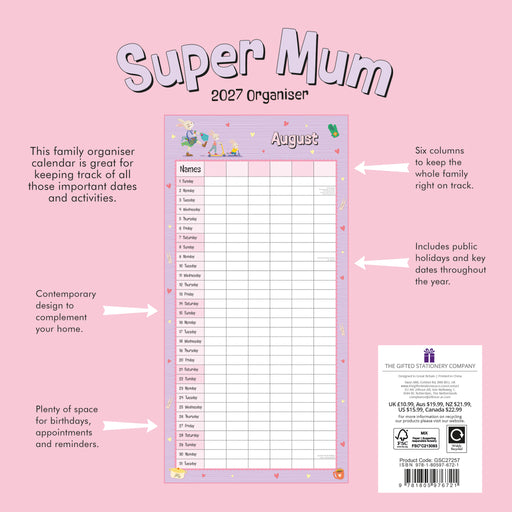 Super Mum 2027 Square Wall Calendar