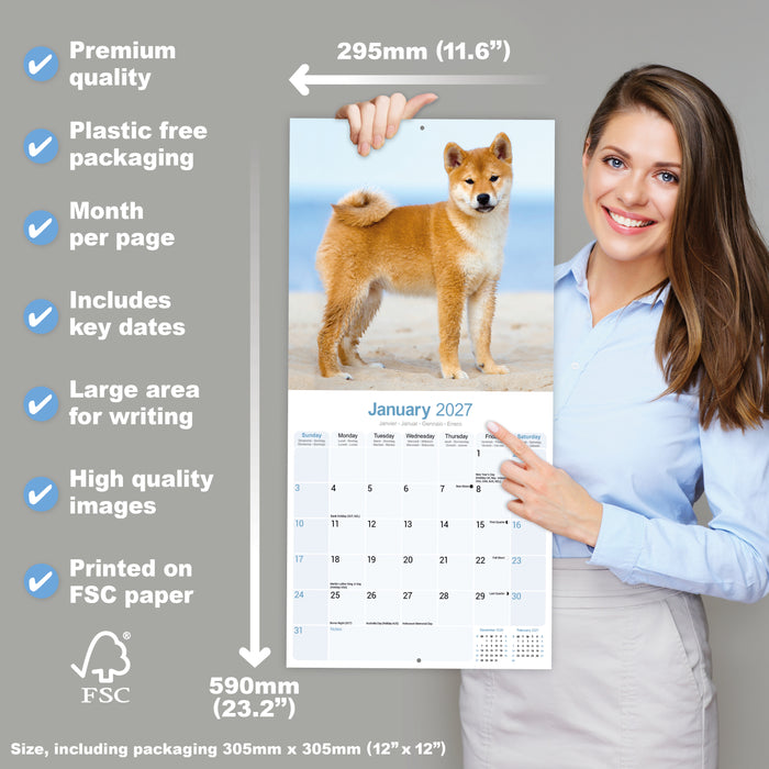 Shiba Inu 2027 Square Wall Calendar