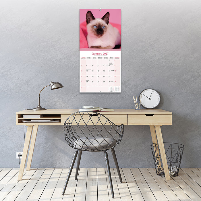 Siamese Cats 2027 Square Wall Calendar
