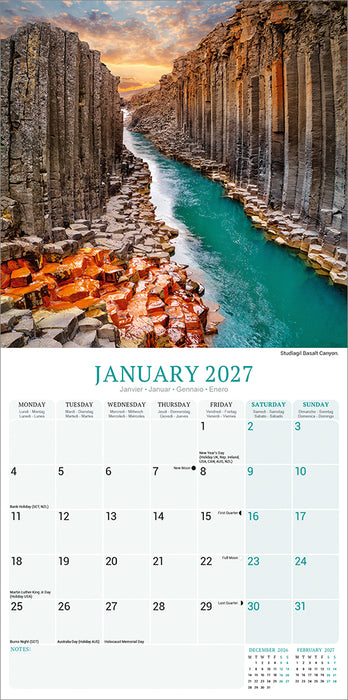 Iceland 2027 Square Wall Calendar