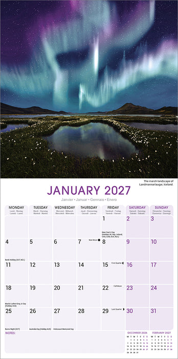 Northern Lights 2027 Square Wall Calendar