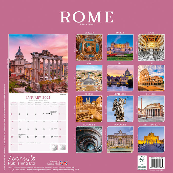 Rome 2027 Square Wall Calendar