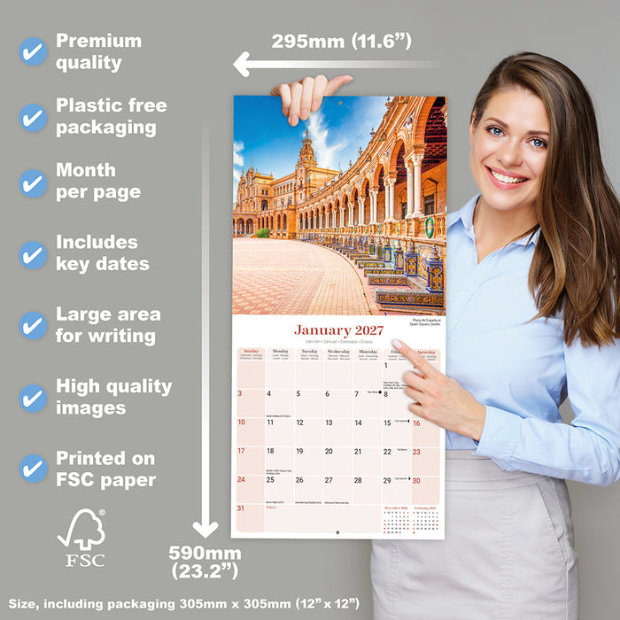 Spain 2027 Square Wall Calendar