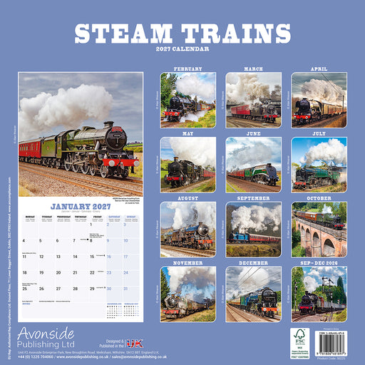 Steam Trains 2027 Square Wall Calendar