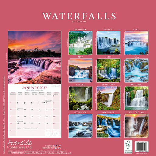 Waterfalls 2027 Square Wall Calendar