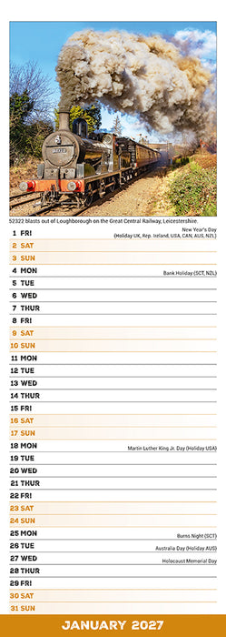 Steam Trains 2027 Slimline Wall Calendar