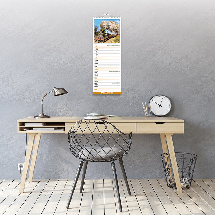 Steam Trains 2027 Slimline Wall Calendar