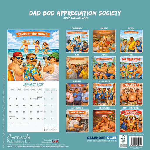 Dad Bod Appreciation Society 2027 Square Wall Calendar