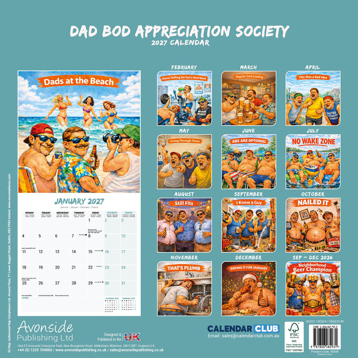 Dad Bod Appreciation Society 2027 Square Wall Calendar