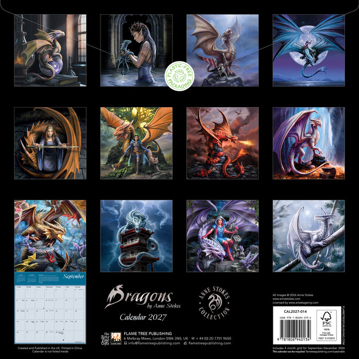 Dragons by Anne Stokes 2027 Square Wall Calendar