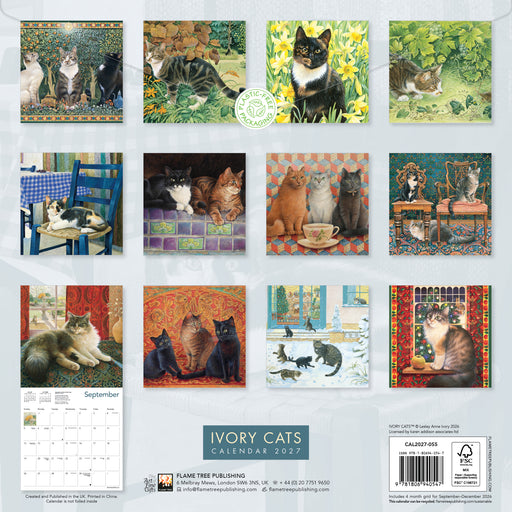 Ivory Cats by Lesley A Ivory 2027 Square Wall Calendar