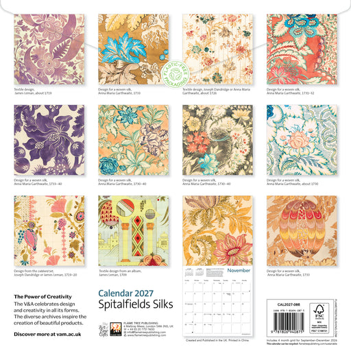 Spitalfields Silks 2027 Square Wall Calendar