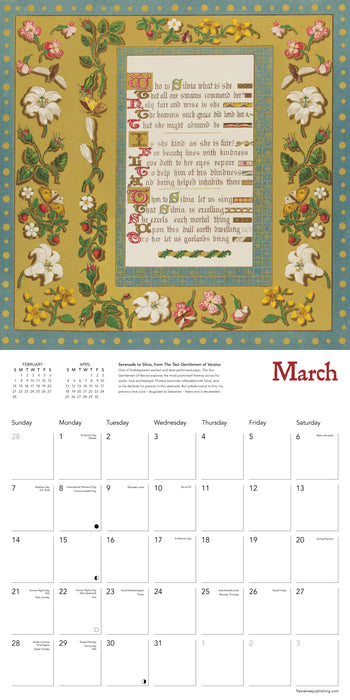 Songs of Shakespeare 2027 Square Wall Calendar