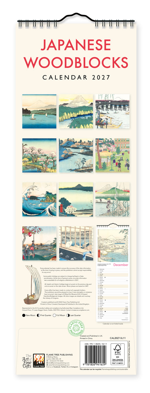 Japanese Woodblocks 2027 Slimline Wall Calendar