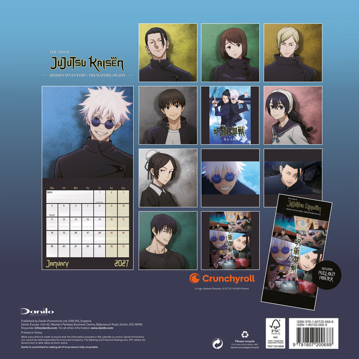 Jujutsu Kaisen 2027 Square Wall Calendar