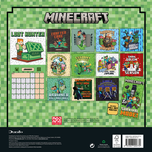 Minecraft 2027 Square Wall Calendar