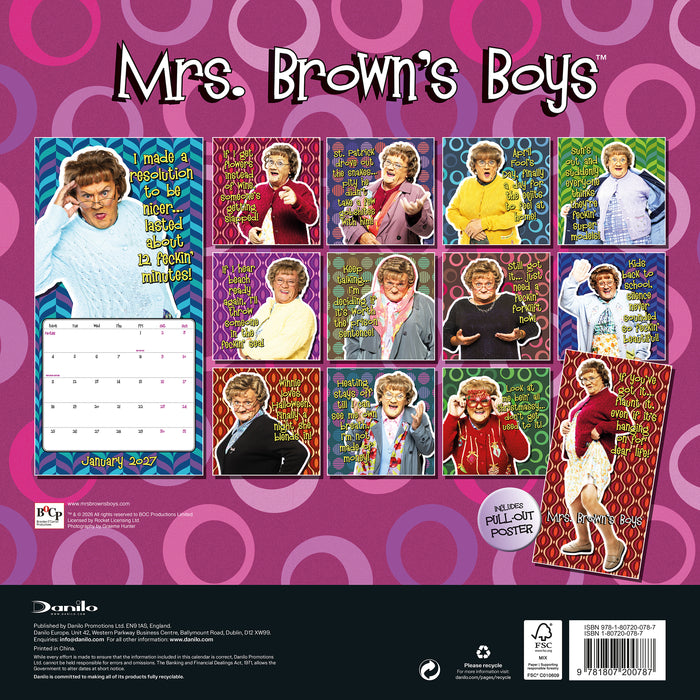 Mrs Browns Boys 2027 Square Wall Calendar