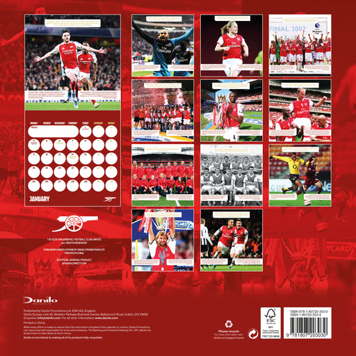 Arsenal Football Club Legends 2027 Square Wall Calendar