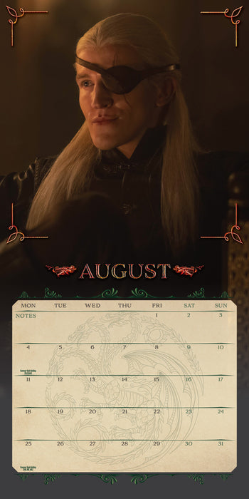 2025 House Of The Dragon Wall Calendar