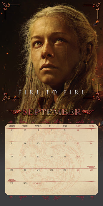 2025 House Of The Dragon Wall Calendar