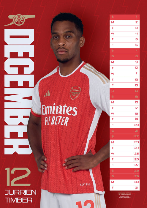 2025 Arsenal FC Large Wall Calendar