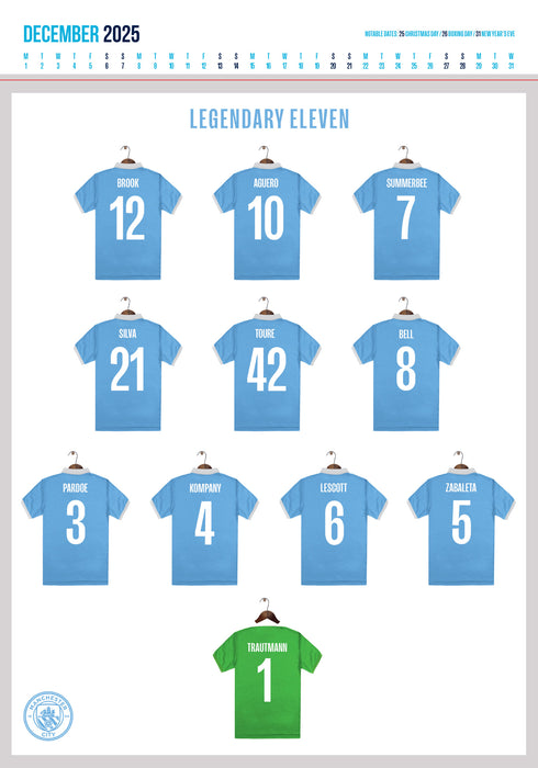 2025 Manchester City FC Deluxe Large Wall Calendar