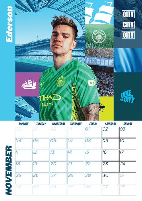 2025 Manchester City FC Large Wall Calendar