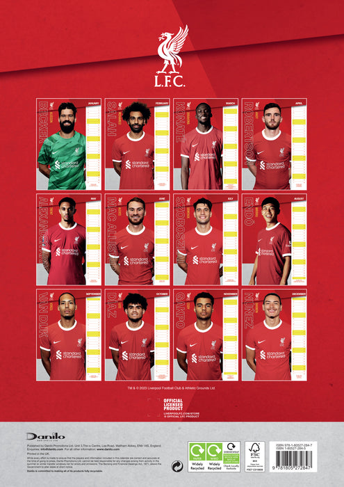 2025 Liverpool FC Large Wall Calendar