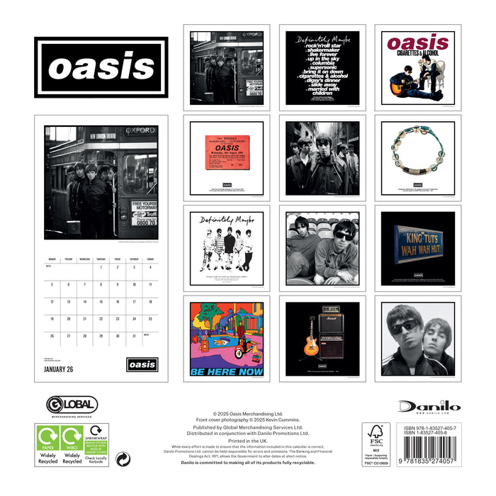 Oasis 2026 Square Wall Calendar