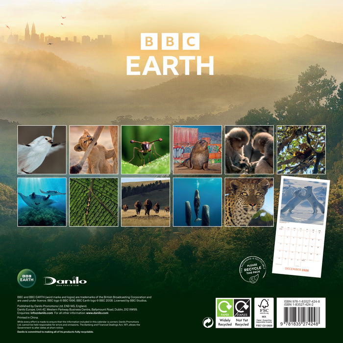 BBC Earth 2026 Square Wall Calendar