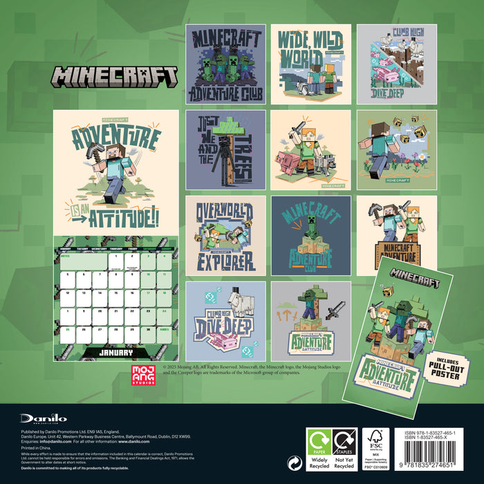 Minecraft 2026 Square Wall Calendar