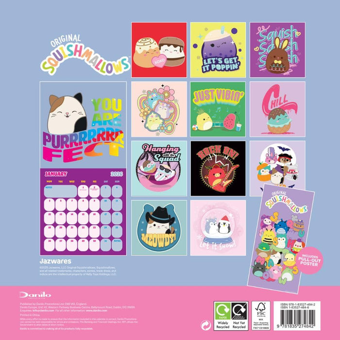 Squishmallows 2026 Square Wall Calendar