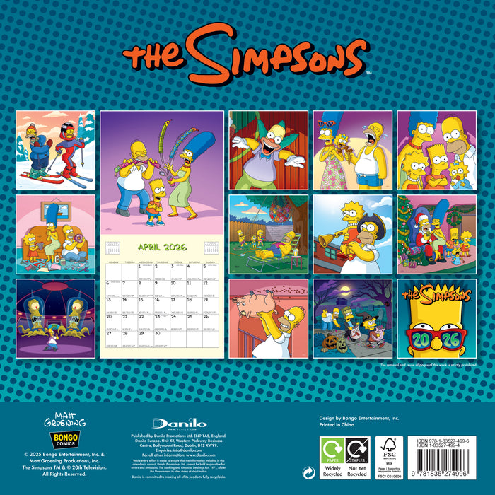 The Simpsons 2026 Square Wall Calendar