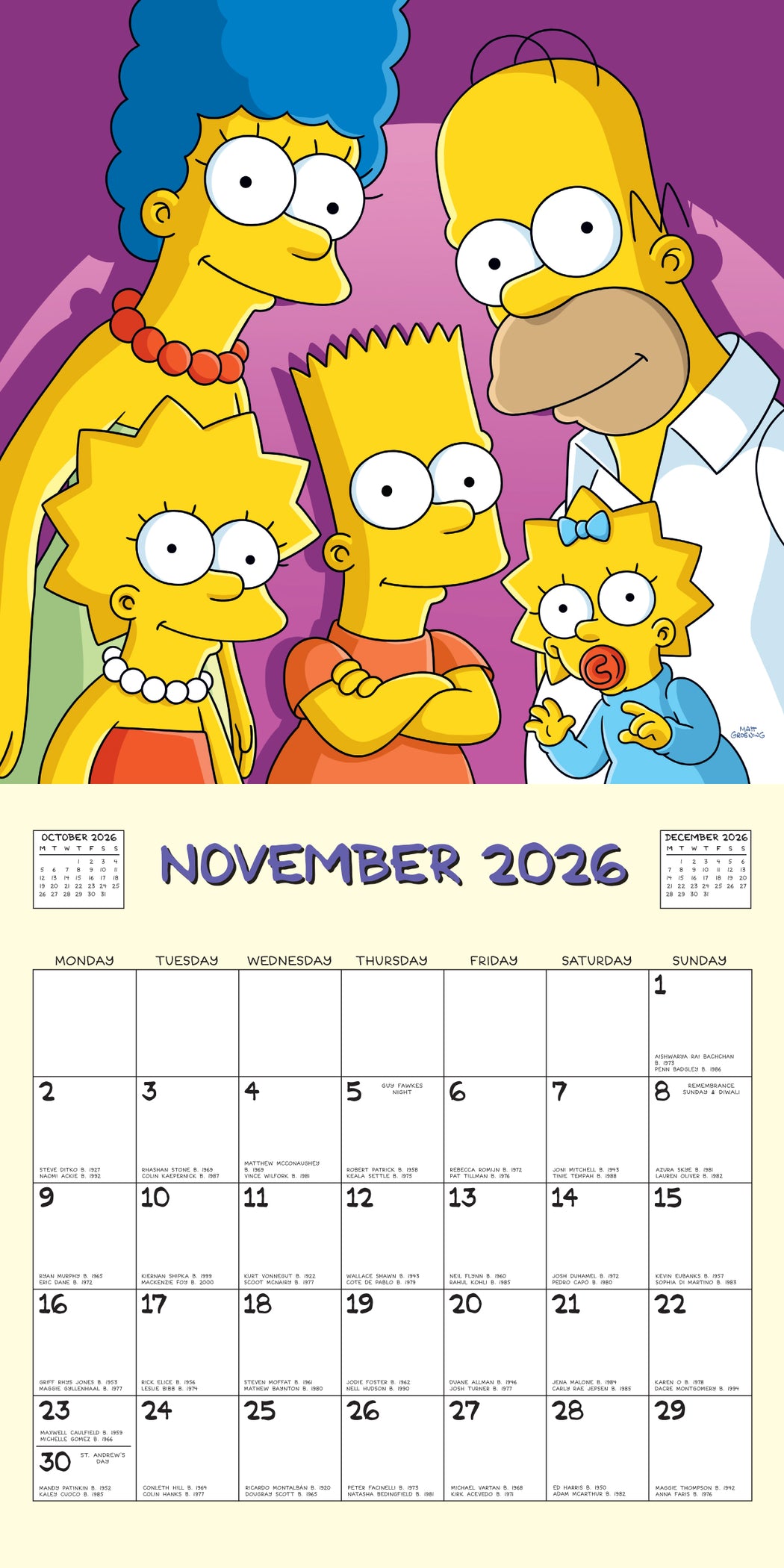 Calendar Club | The Simpsons 2026 Square Wall Calendar