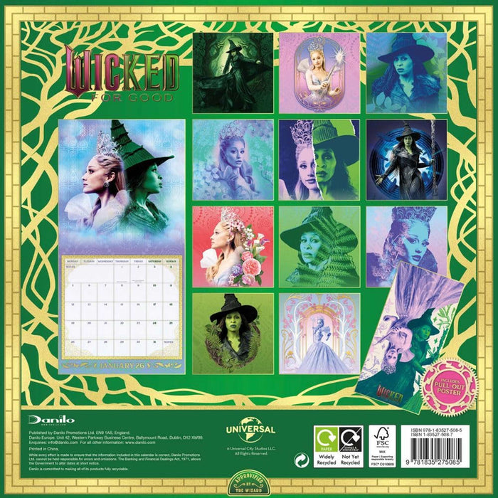 Wicked Movie 2026 Square Wall Calendar